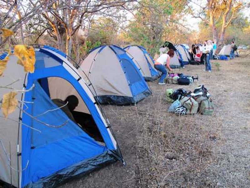 Two man dome tents provided accommodation