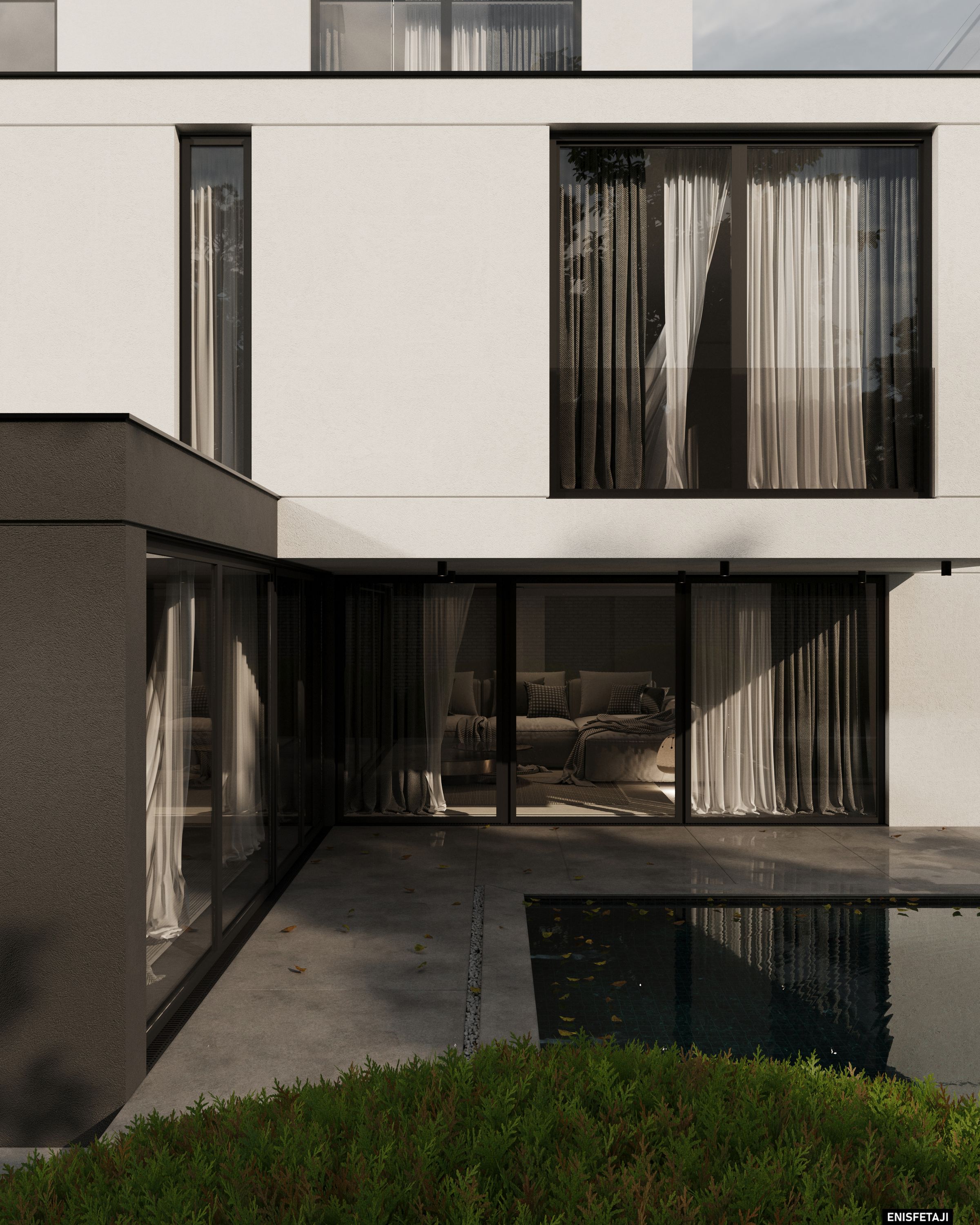 Glass doors opening onto the pool terrace, house in Kreuzlingen, Switzerland