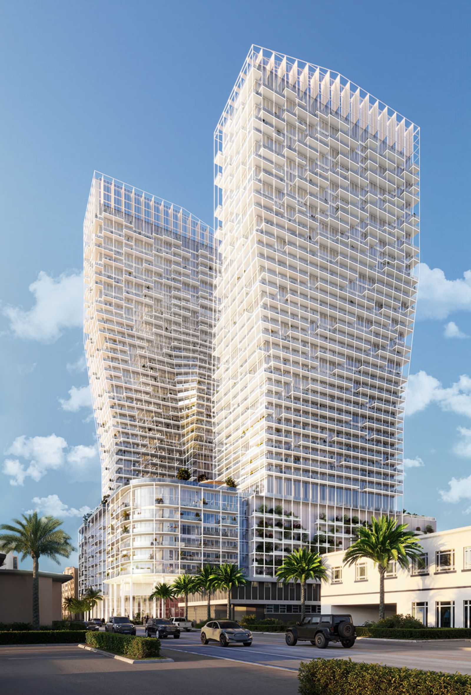 Ombelle twin towers exterior rendering