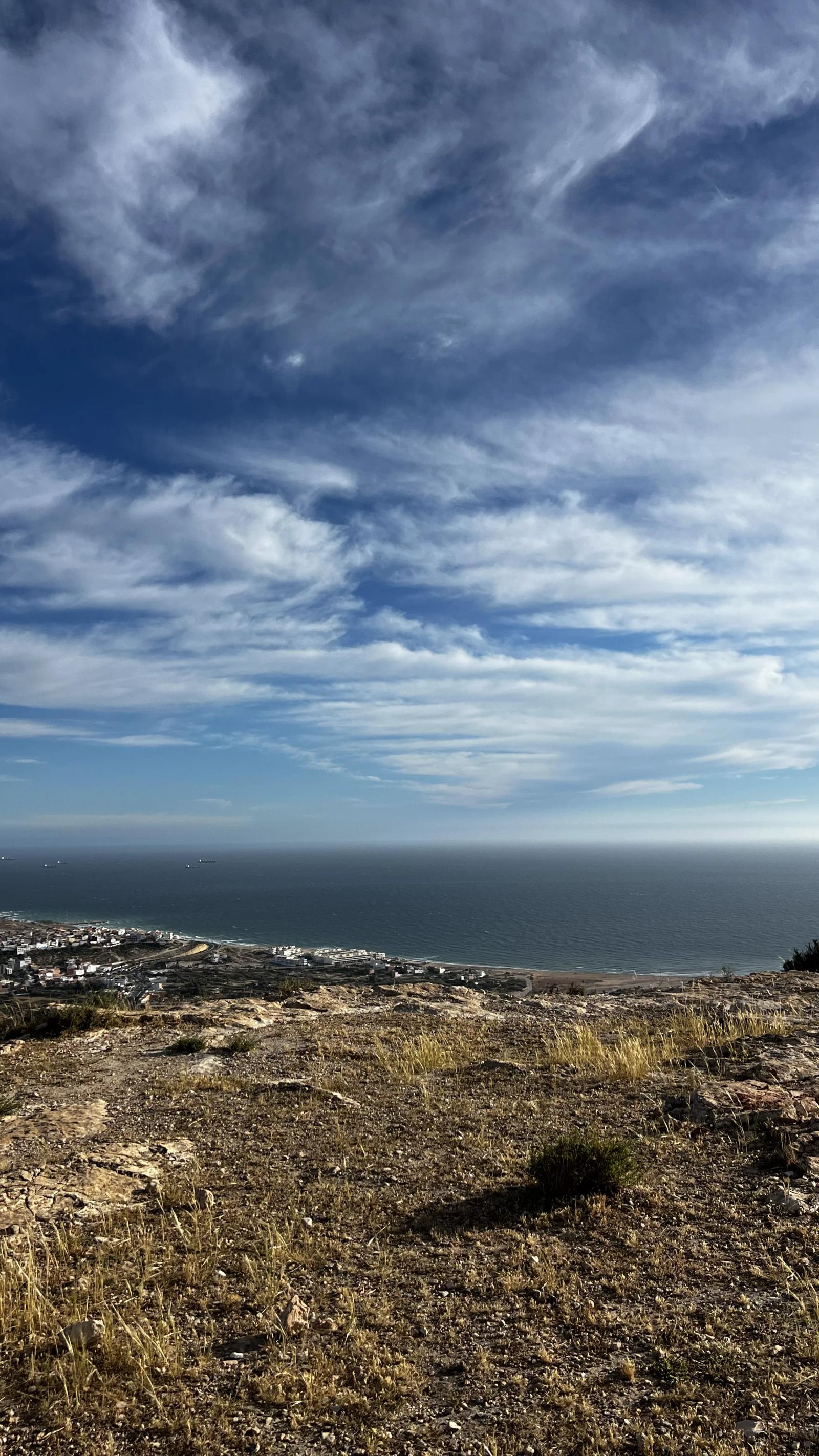 The coast road between Tamraght and Taghazout, Morocco, above the Atlantic