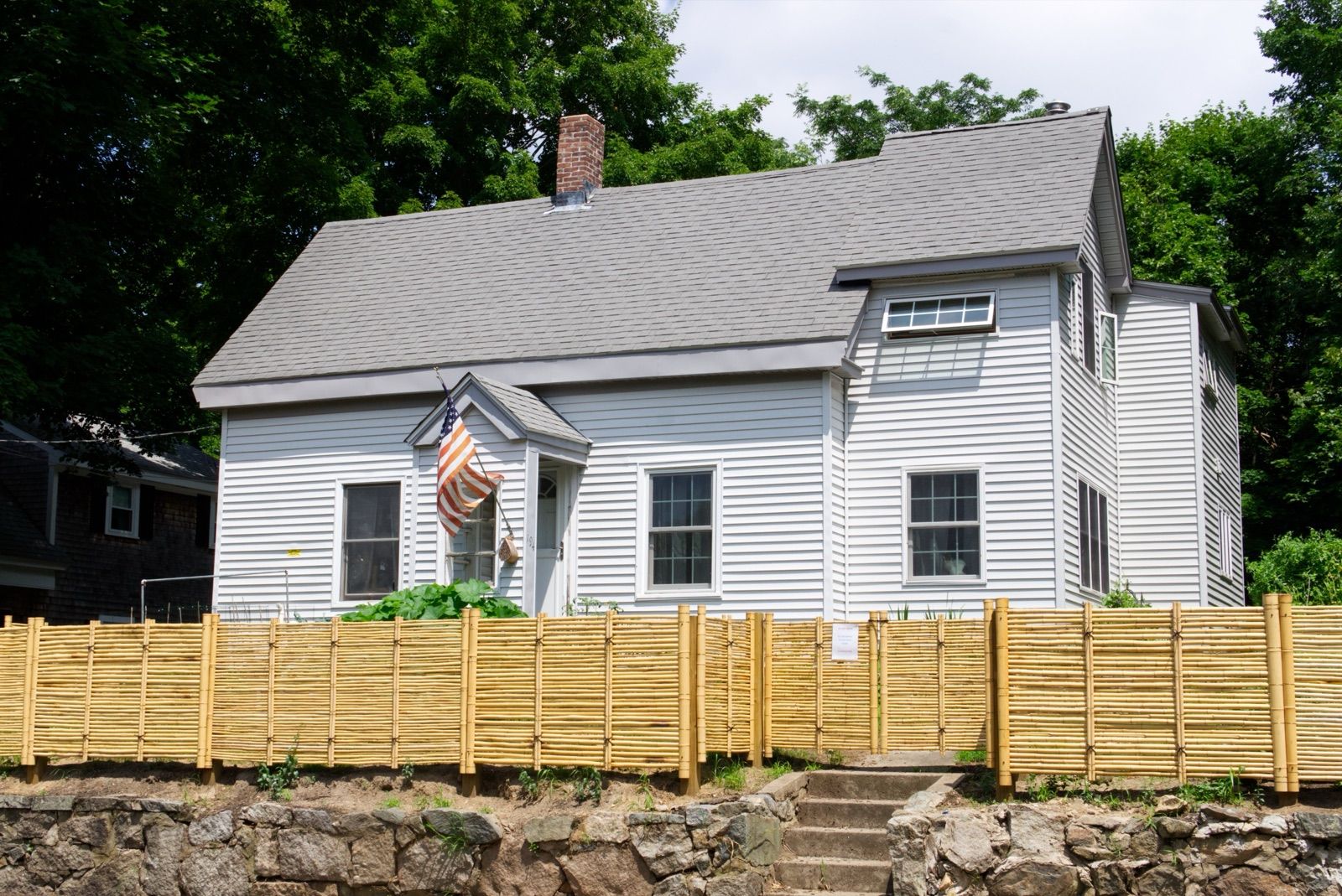 Traditional Japanese bamboo fence at a New England residence