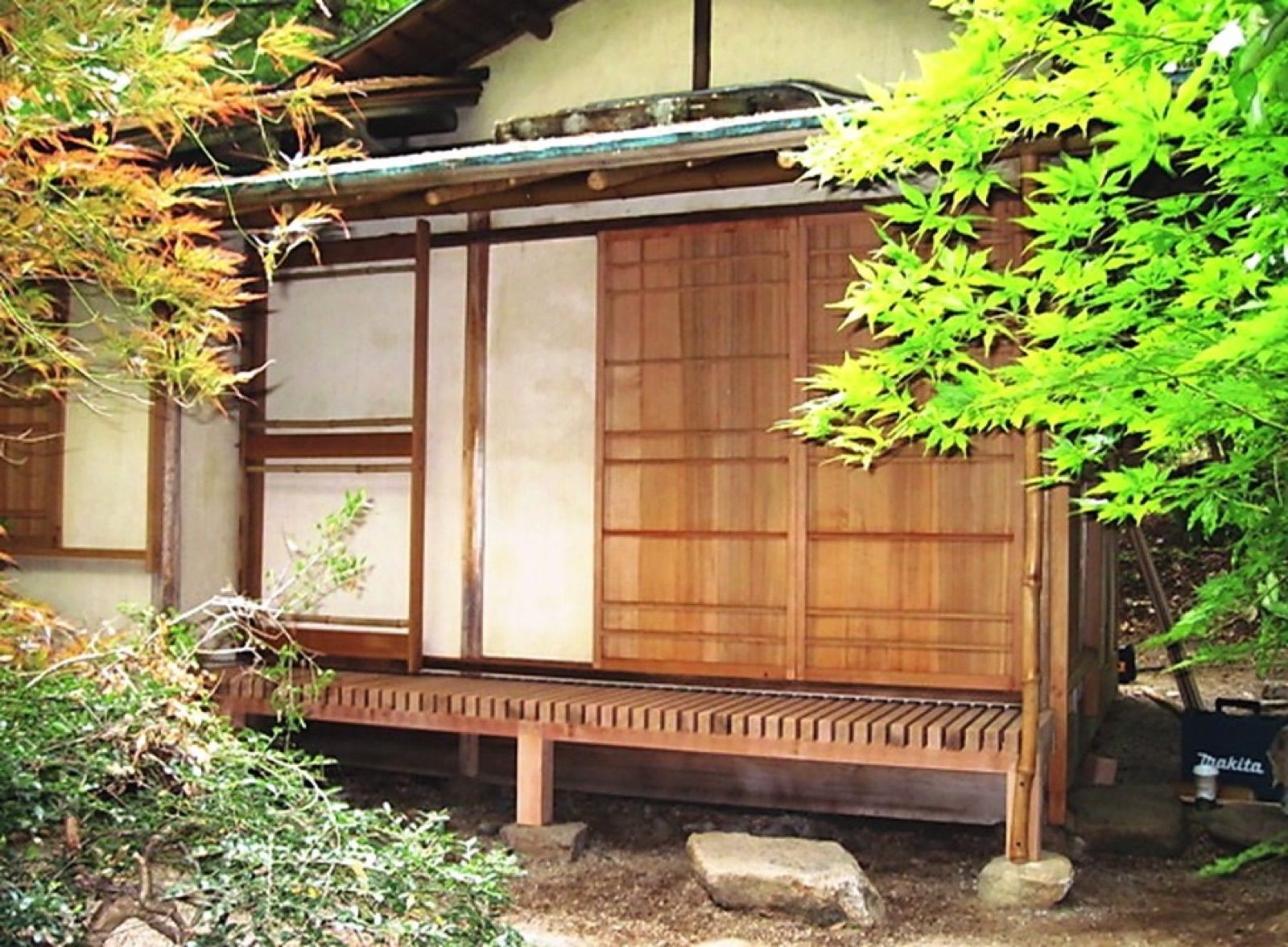 Restored Japanese tea house exterior in New England