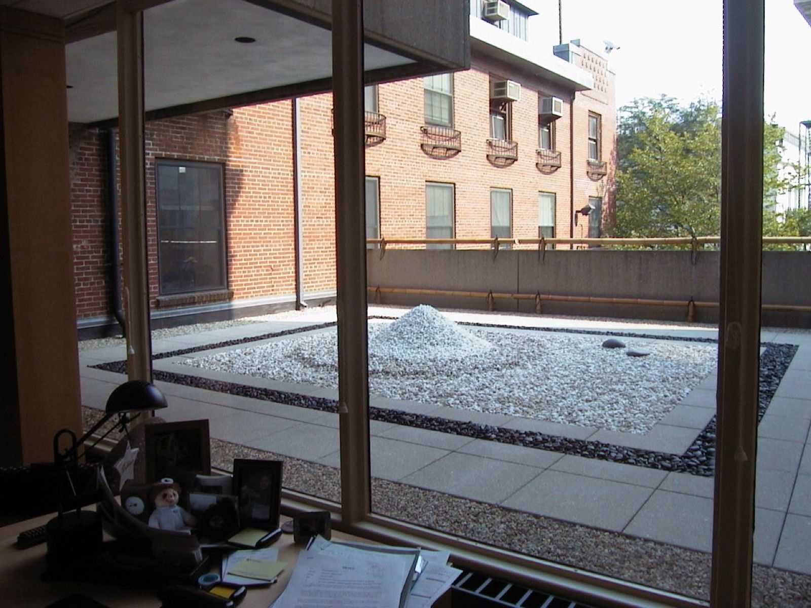 Stone garden in a doctor's office at Brigham & Women's Hospital, Boston