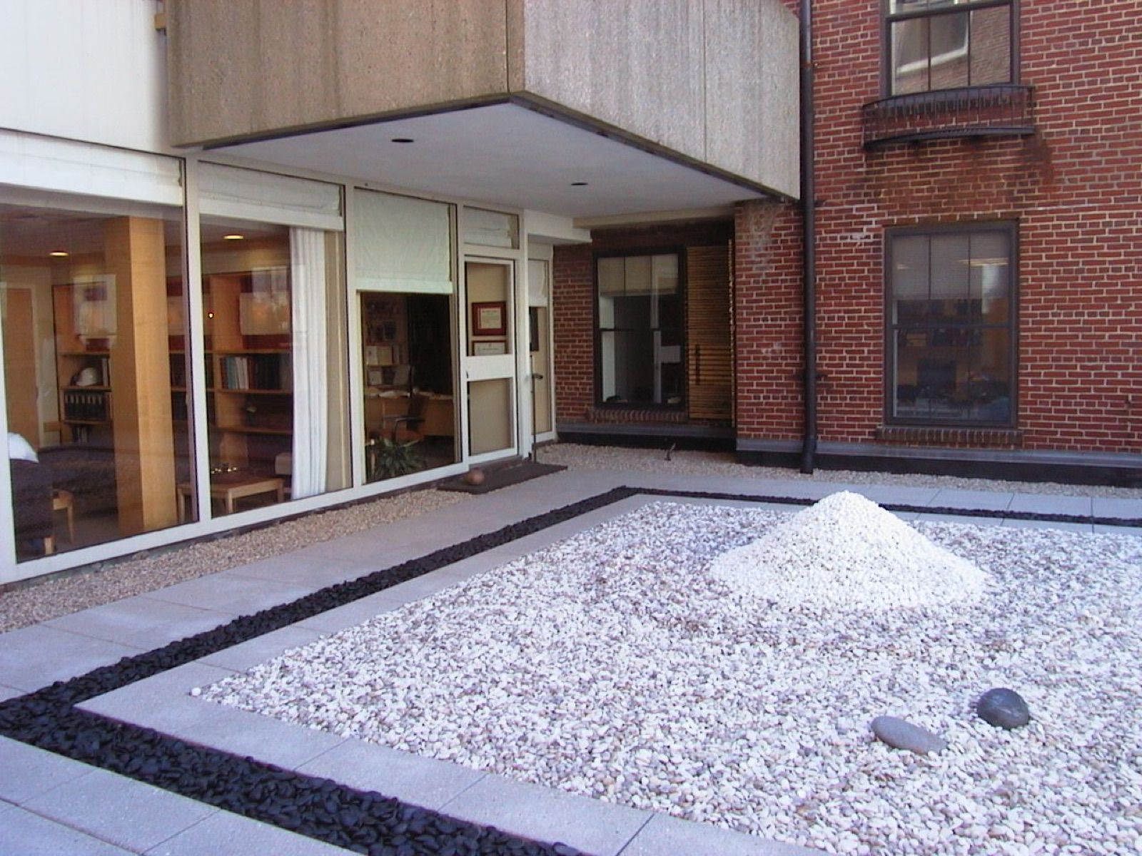 Stone garden in a doctor's office at Brigham & Women's Hospital, Boston