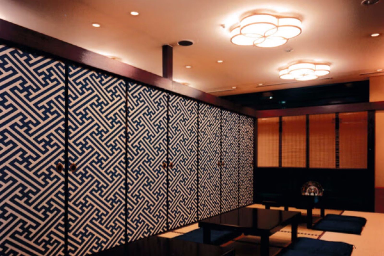 Kaisendonya restaurant interior with fusuma doors, Tokyo