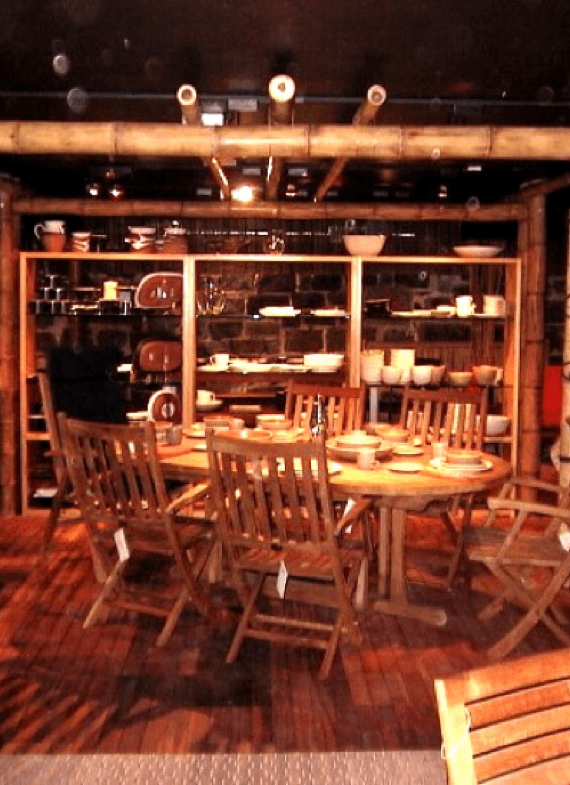 Didriks retail store interior with bamboo and ledger stone wall