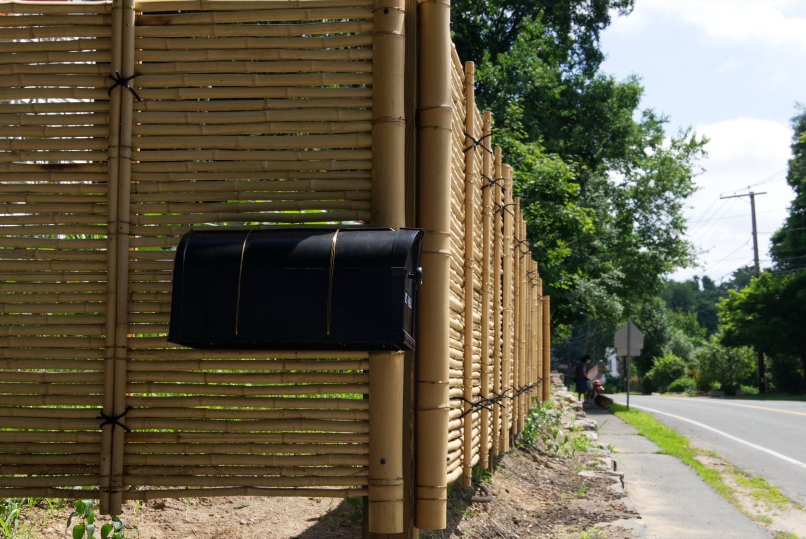 Traditional Japanese bamboo fence at a New England residence