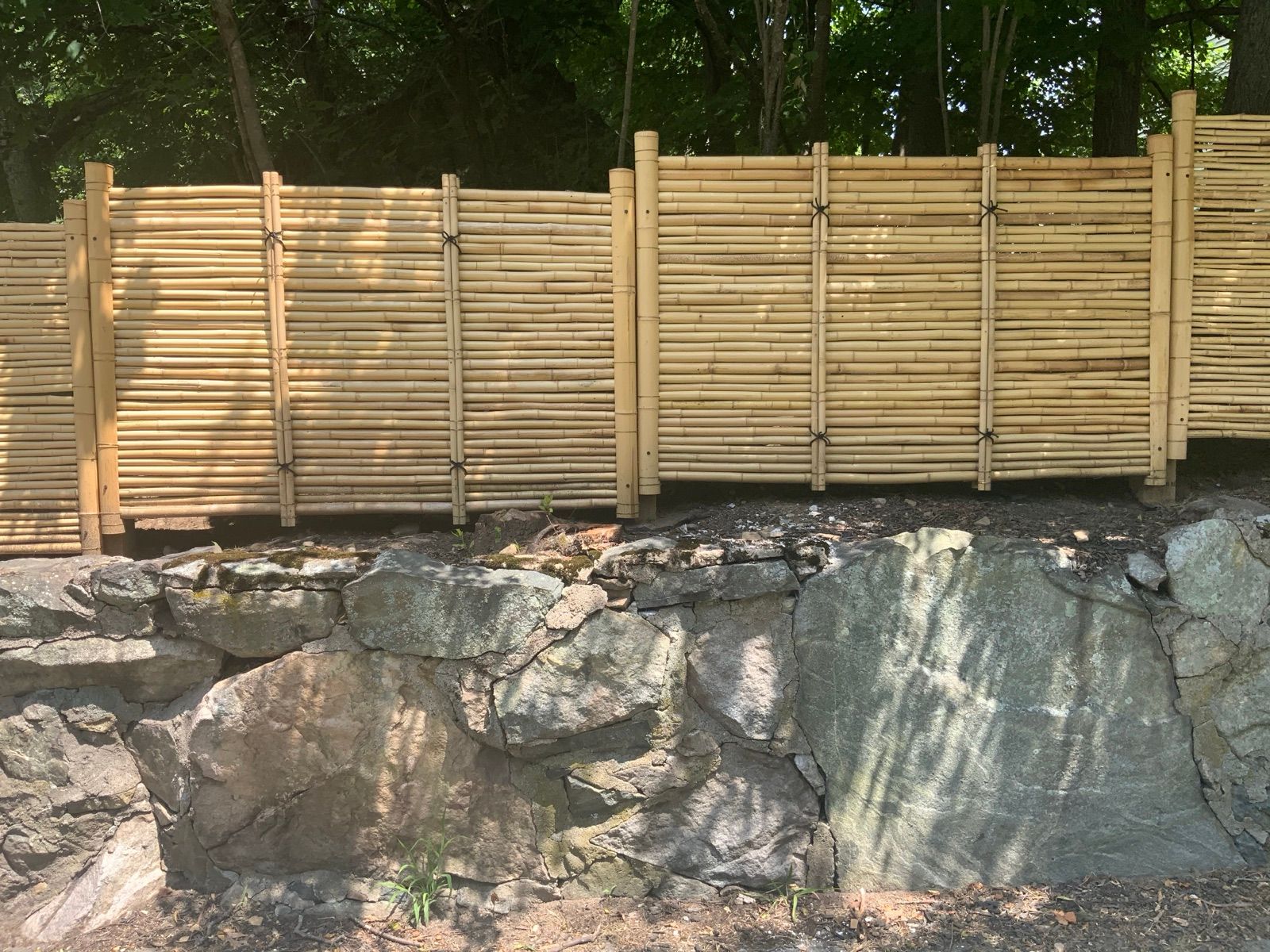 Traditional Japanese bamboo fence at a New England residence