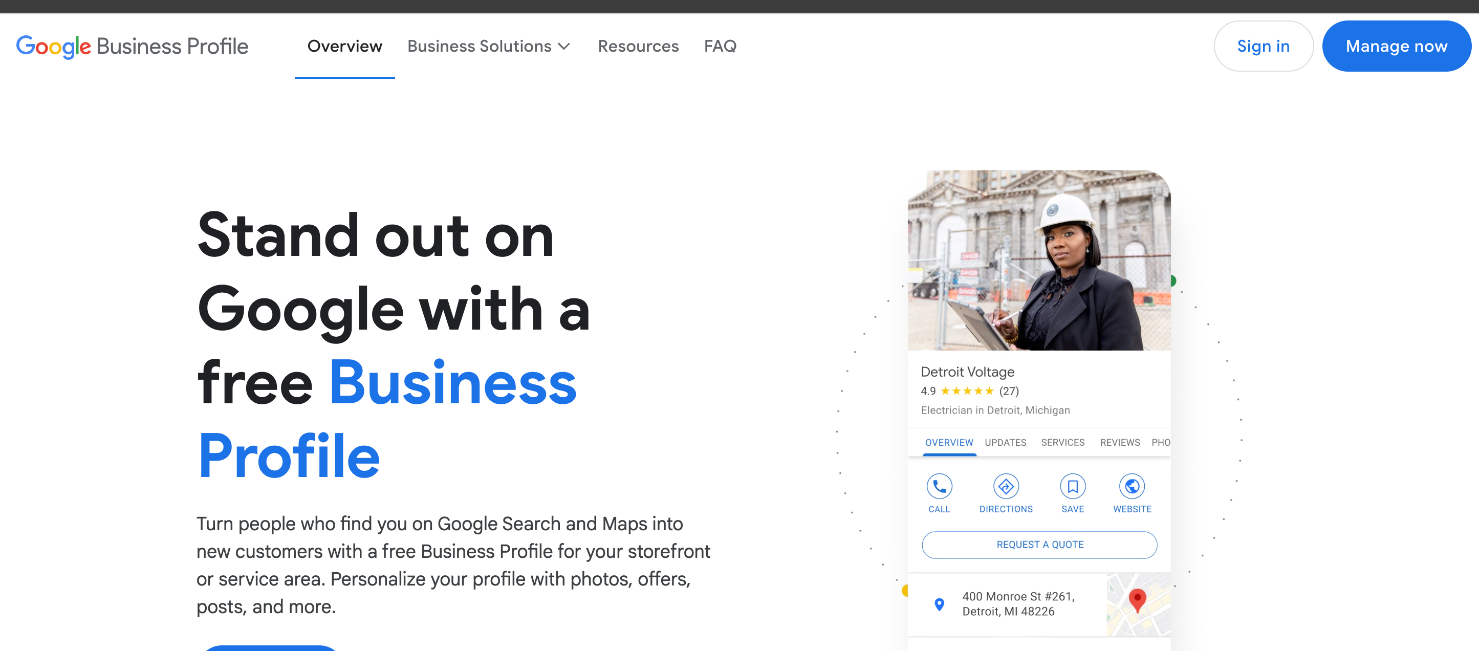 google my business profile 页面