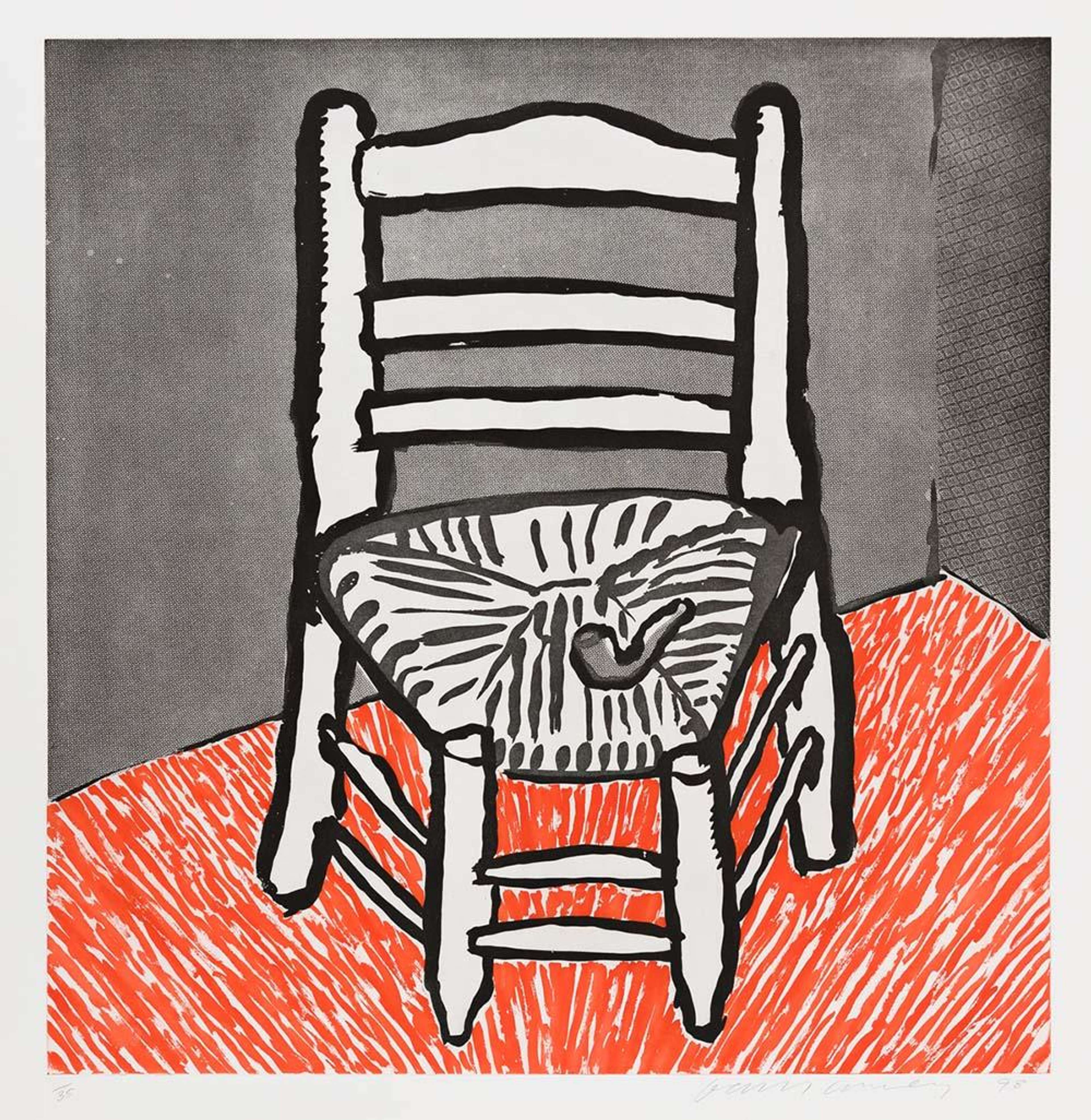 Van Gogh Chair (white) - Signed Print by David Hockney 1998 - MyArtBroker