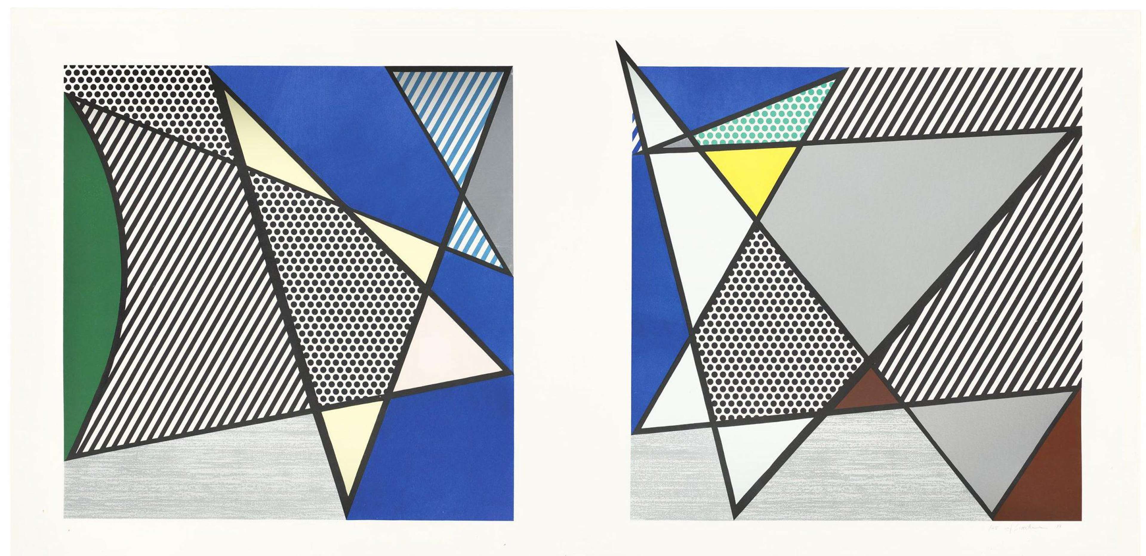 Imperfect Diptych (C. 219) - Signed Mixed Media by Roy Lichtenstein 1988 - MyArtBroker