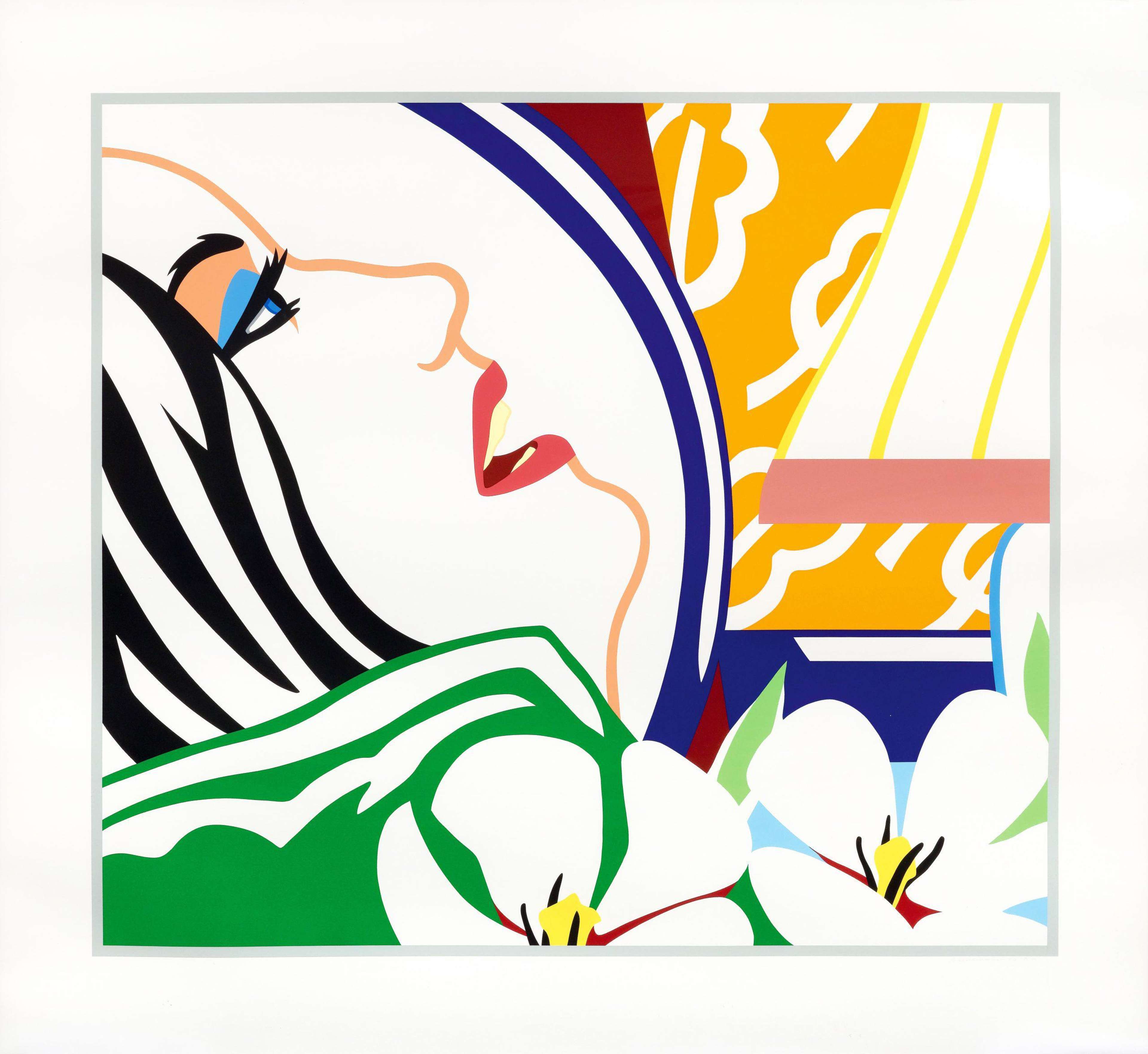 Bedroom Face With Orange Wallpaper - Signed Print by Tom Wesselmann 1987 - MyArtBroker