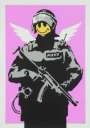 Banksy: Flying Copper (pink) - Signed Print