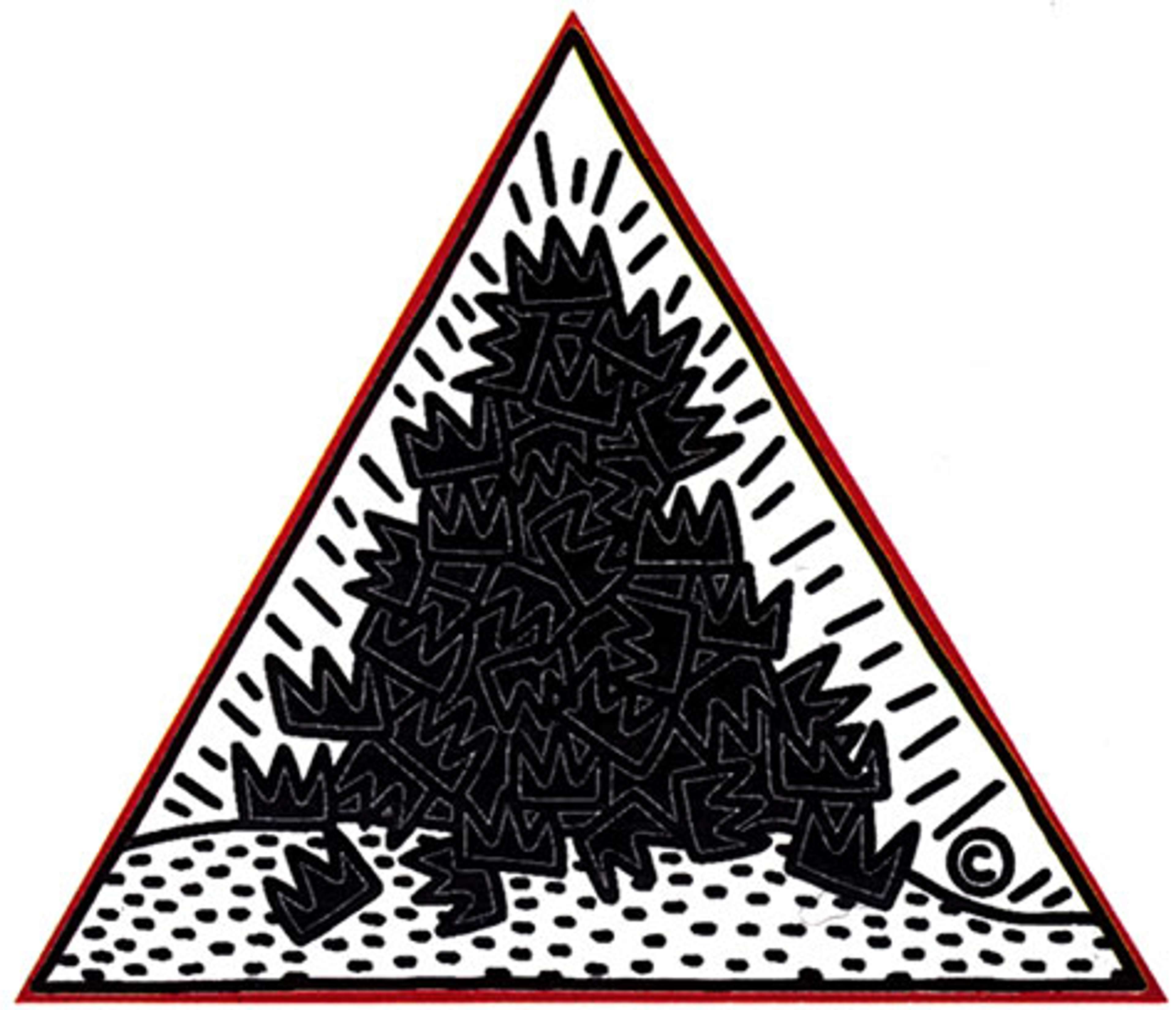 A Pile Of Crowns For Jean-Michel Basquiat by Keith Haring