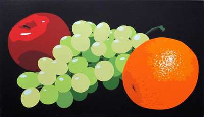 Still Life With Apple, Orange And Grapes - Signed Print by Julian Opie 2001 - MyArtBroker