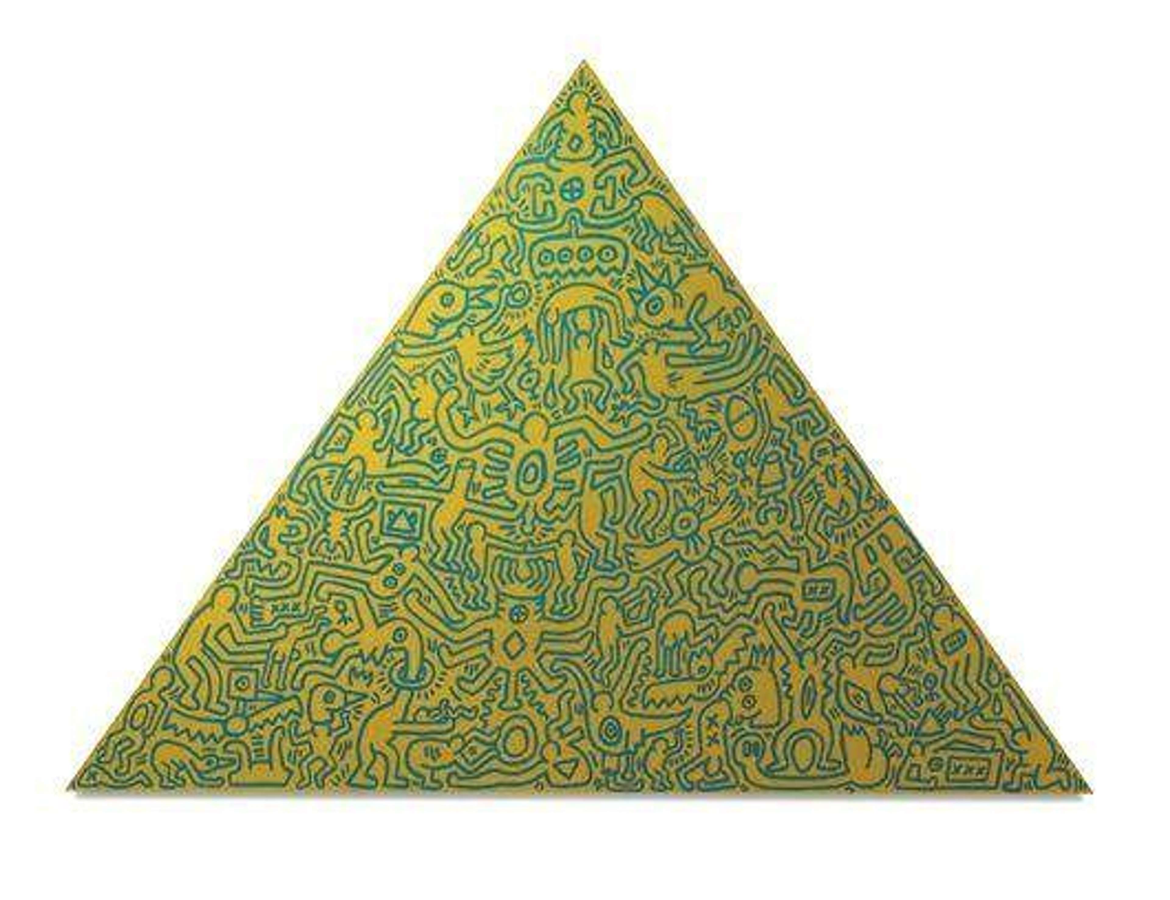 Pyramid (gold) by Keith Haring