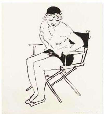 Celia In The Director's Chair - Signed Print by David Hockney 1980 - MyArtBroker