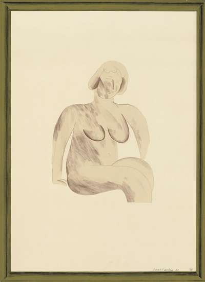 Picture of A Simple Framed Traditional Nude Drawing - Signed Print by David Hockney 1965 - MyArtBroker