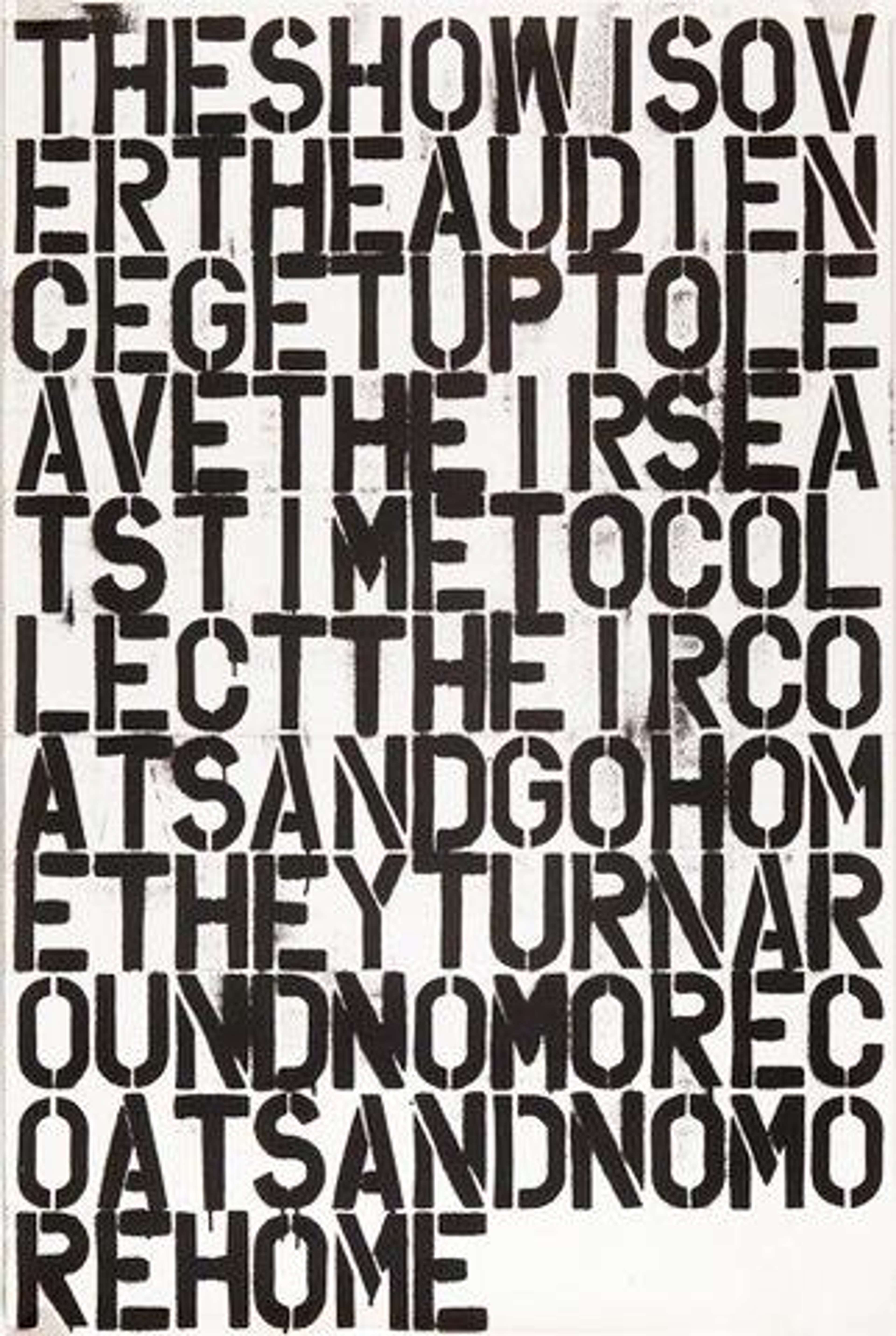 The Show Is Over - Unsigned Print by Christopher Wool 1991 - MyArtBroker