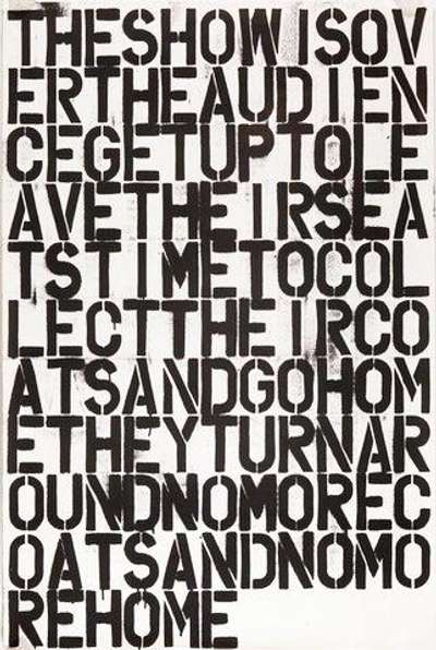 The Show Is Over - Unsigned Print by Christopher Wool 1991 - MyArtBroker
