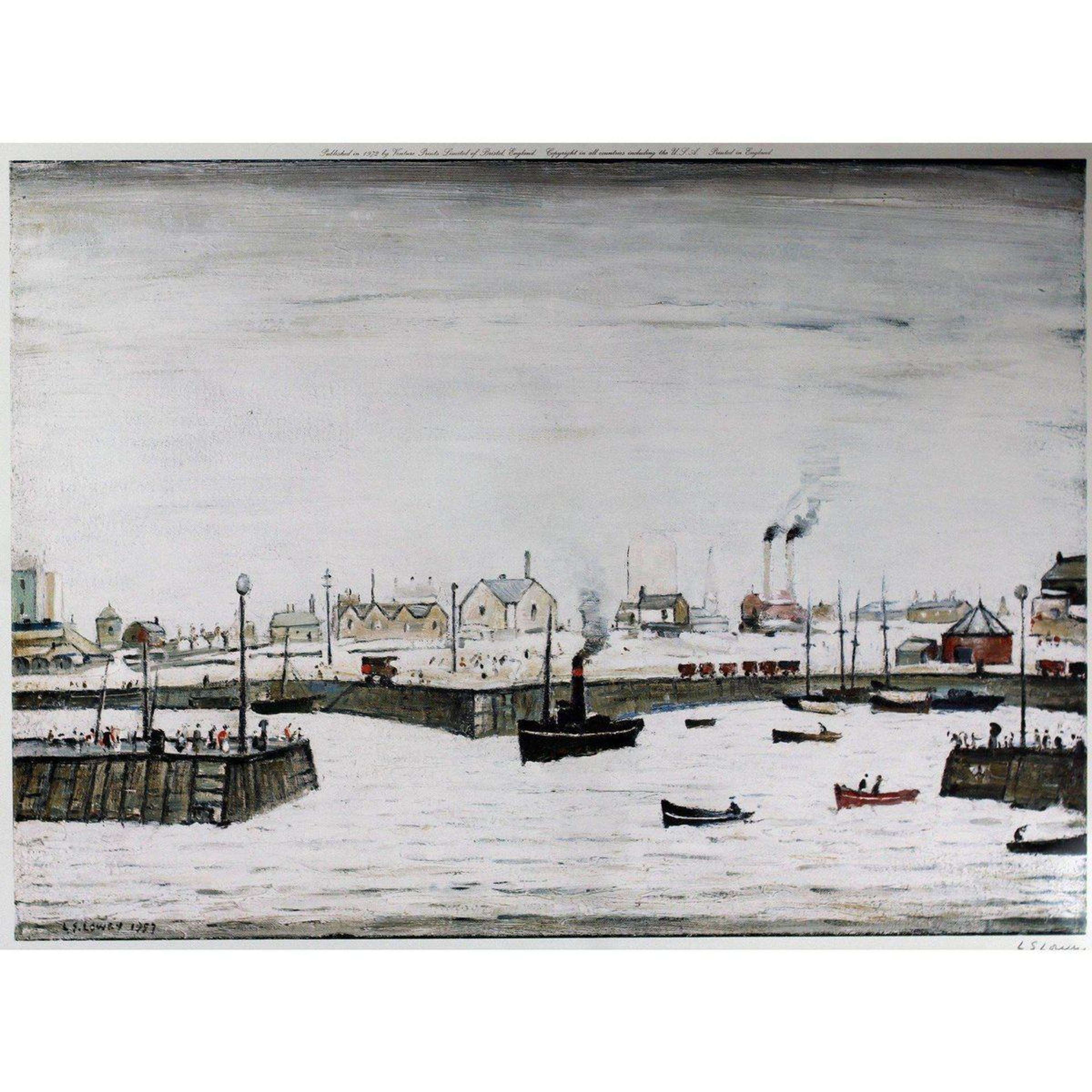 The Harbour (Maryport) - Signed Print by L. S. Lowry 1972 - MyArtBroker