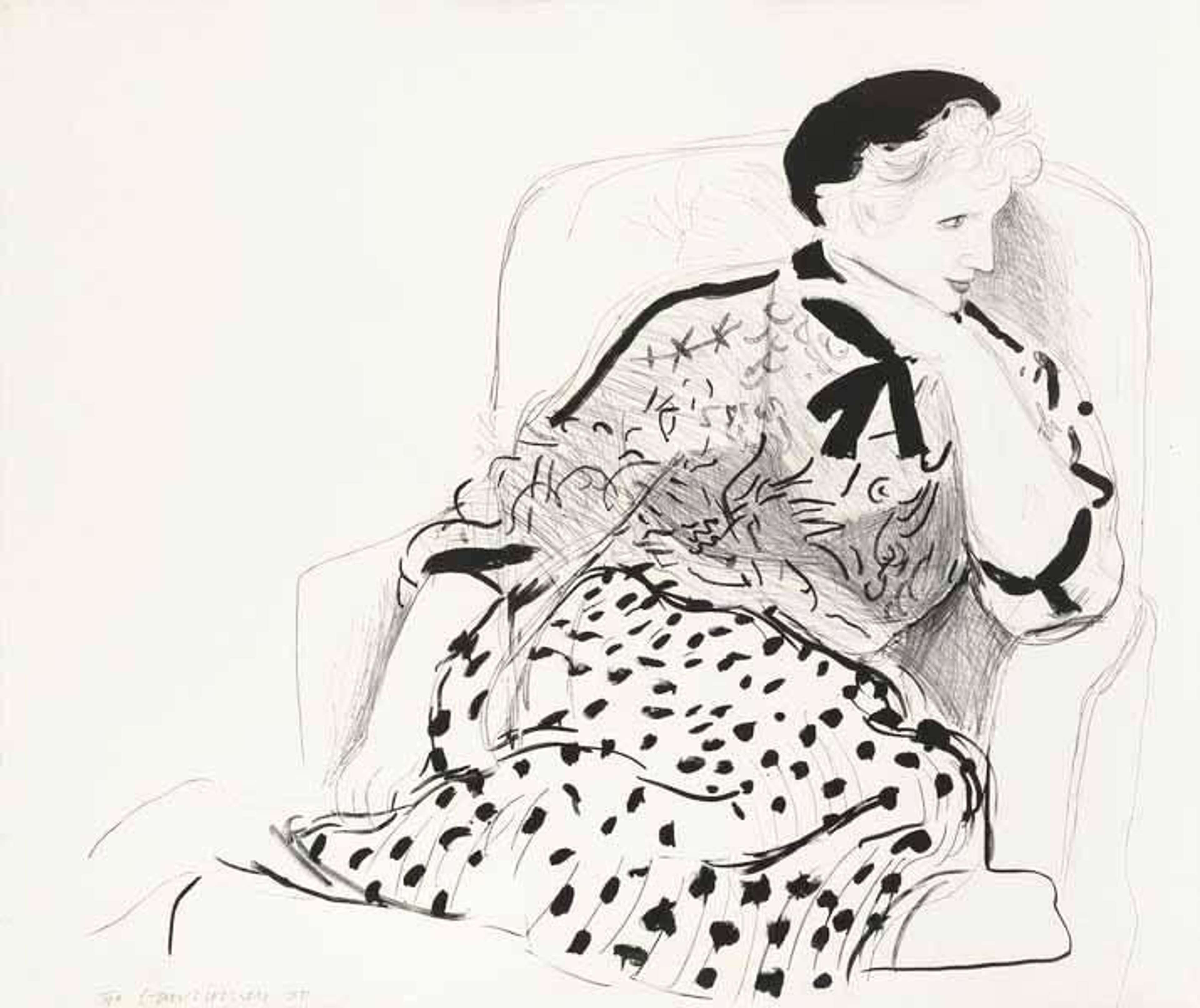 Celia In An Armchair - Signed Print by David Hockney 1980 - MyArtBroker