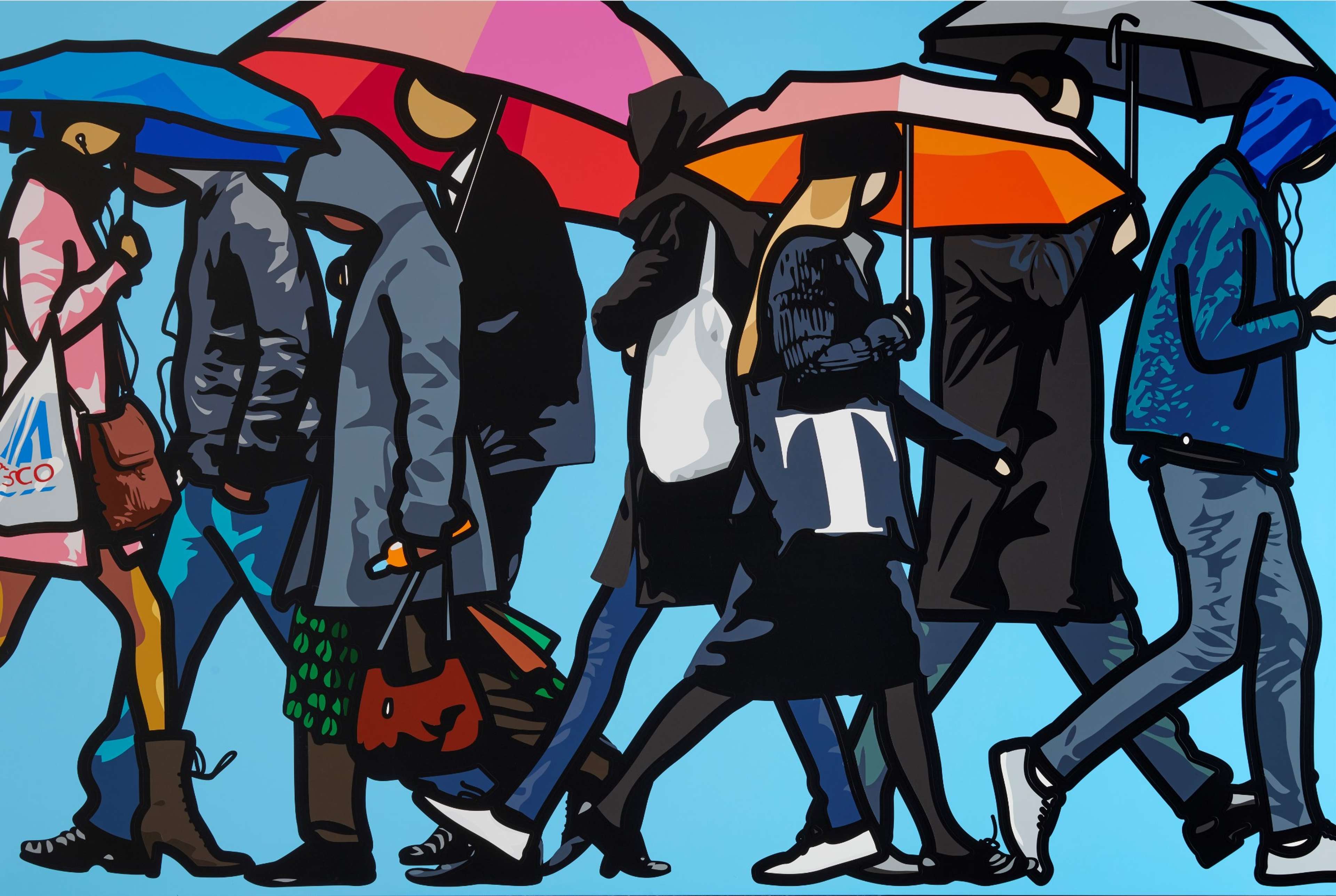 Walking In London In The Rain by Julian Opie