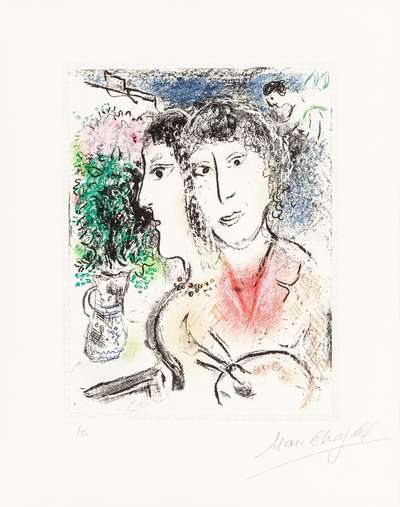 Double Portrait Au Chevalet - Signed Print by Marc Chagall 1976 - MyArtBroker