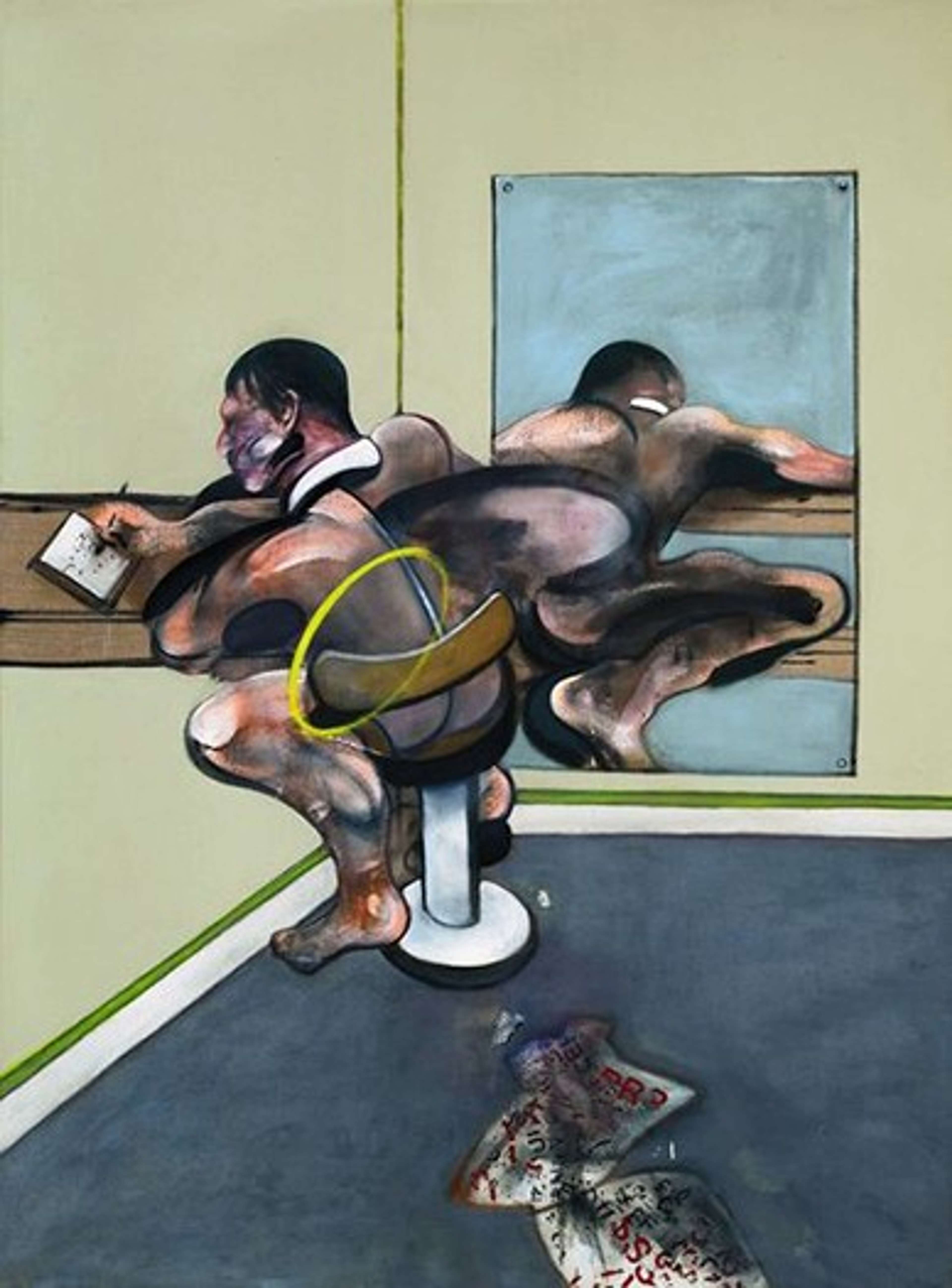 Homme Écrivant Reflété Dans Un Miroir by Francis Bacon