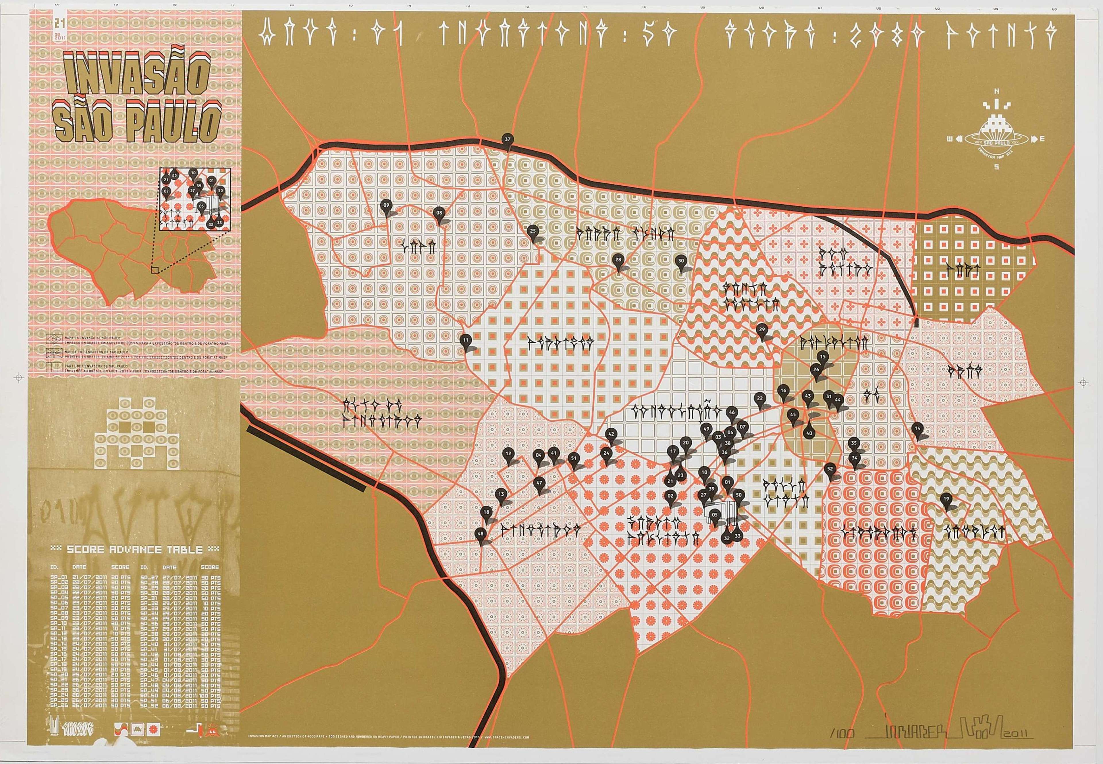 Carte d'Invasion De Sao Paulo - Signed Print by Invader 2011 - MyArtBroker