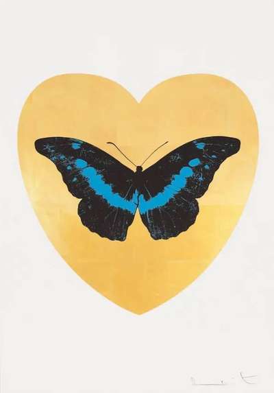 I Love You (gold leaf, black, turquoise) - Signed Print by Damien Hirst 2015 - MyArtBroker