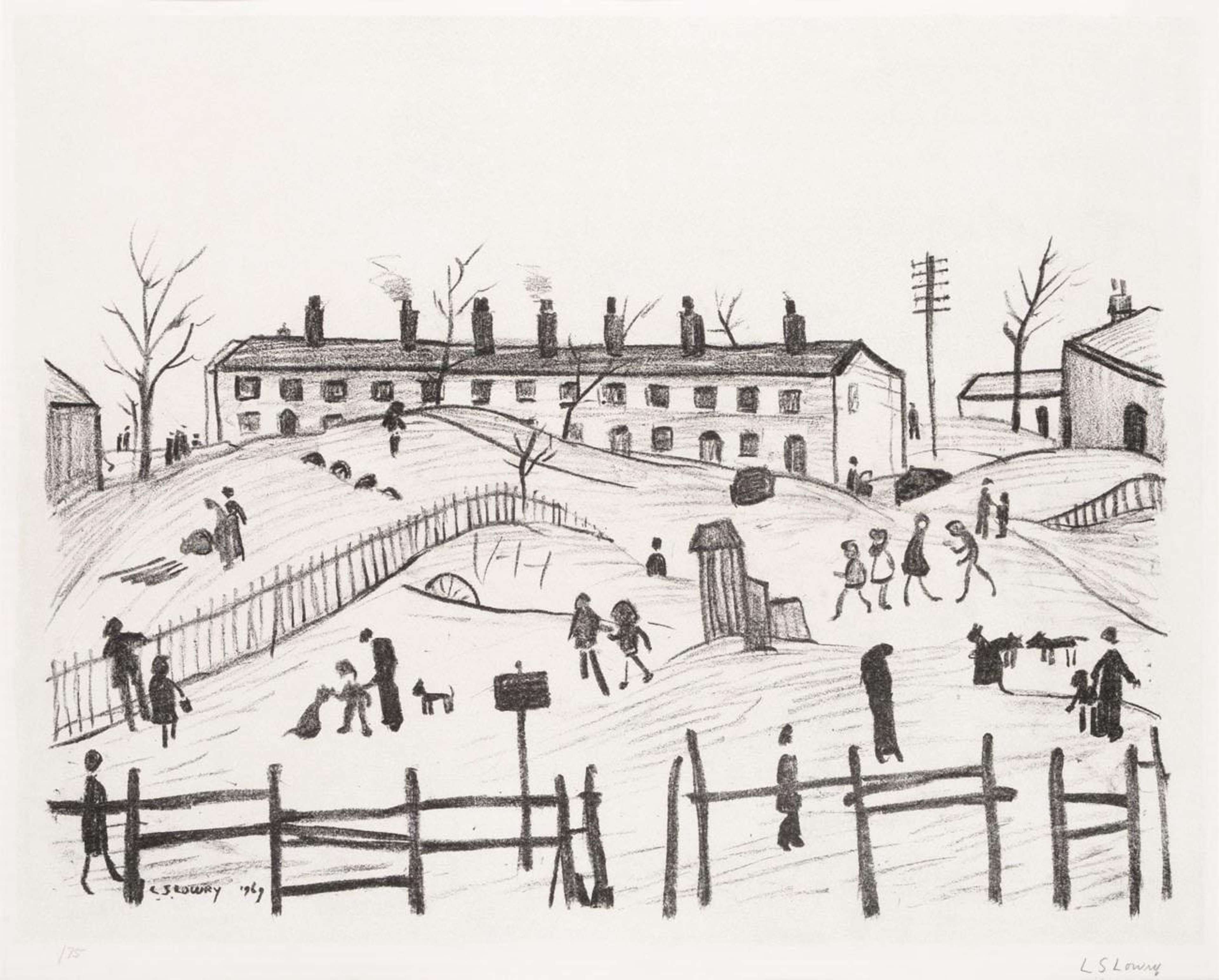 Winter In Broughton - Signed Print by L. S. Lowry 1969 - MyArtBroker