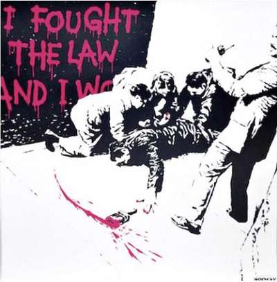 I Fought The Law (pink) - Signed Print by Banksy 2004 - MyArtBroker