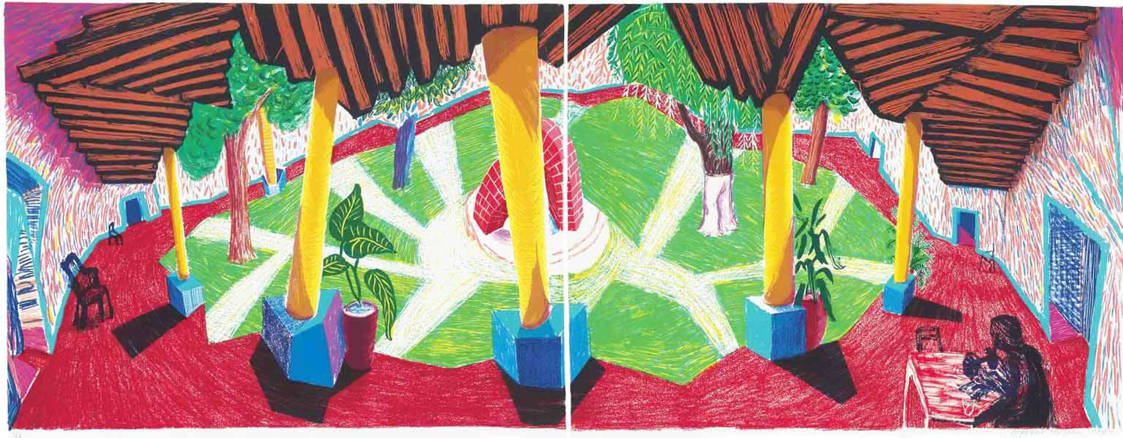 Hotel Acatlán: Two Weeks Later - Signed Print by David Hockney 1985 - MyArtBroker