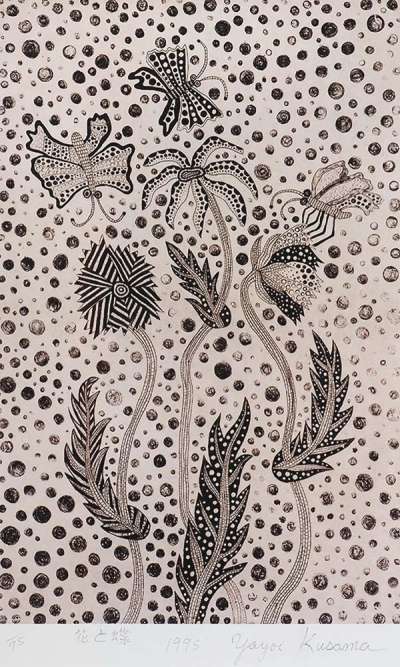 Flower And Butterfly - Signed Print by Yayoi Kusama 1995 - MyArtBroker