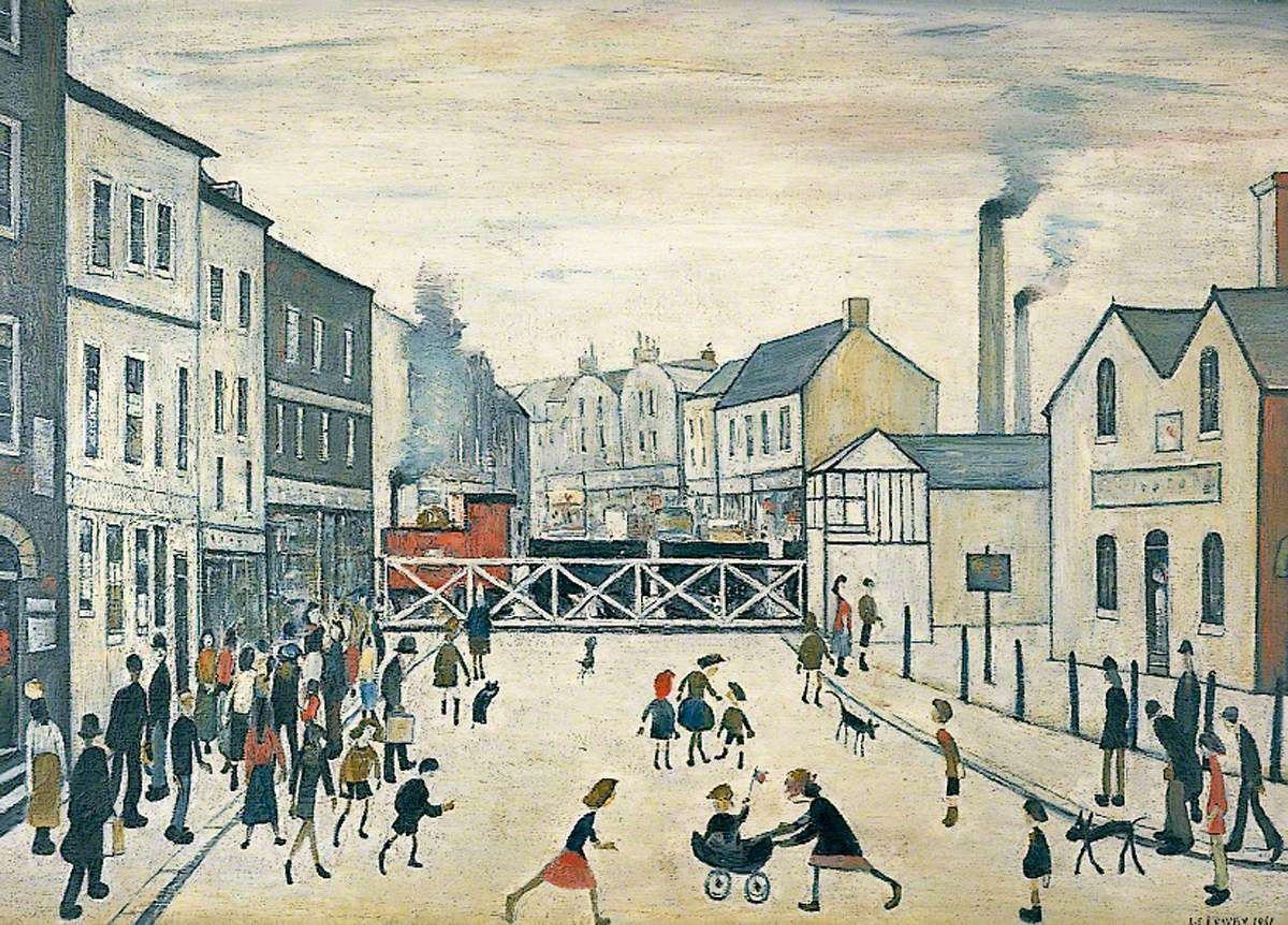 Level Crossing, Burton-On-Trent - Signed Print by L. S. Lowry 1973 - MyArtBroker