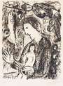 Marc Chagall: Grand Autoportrait Noir - Signed Print