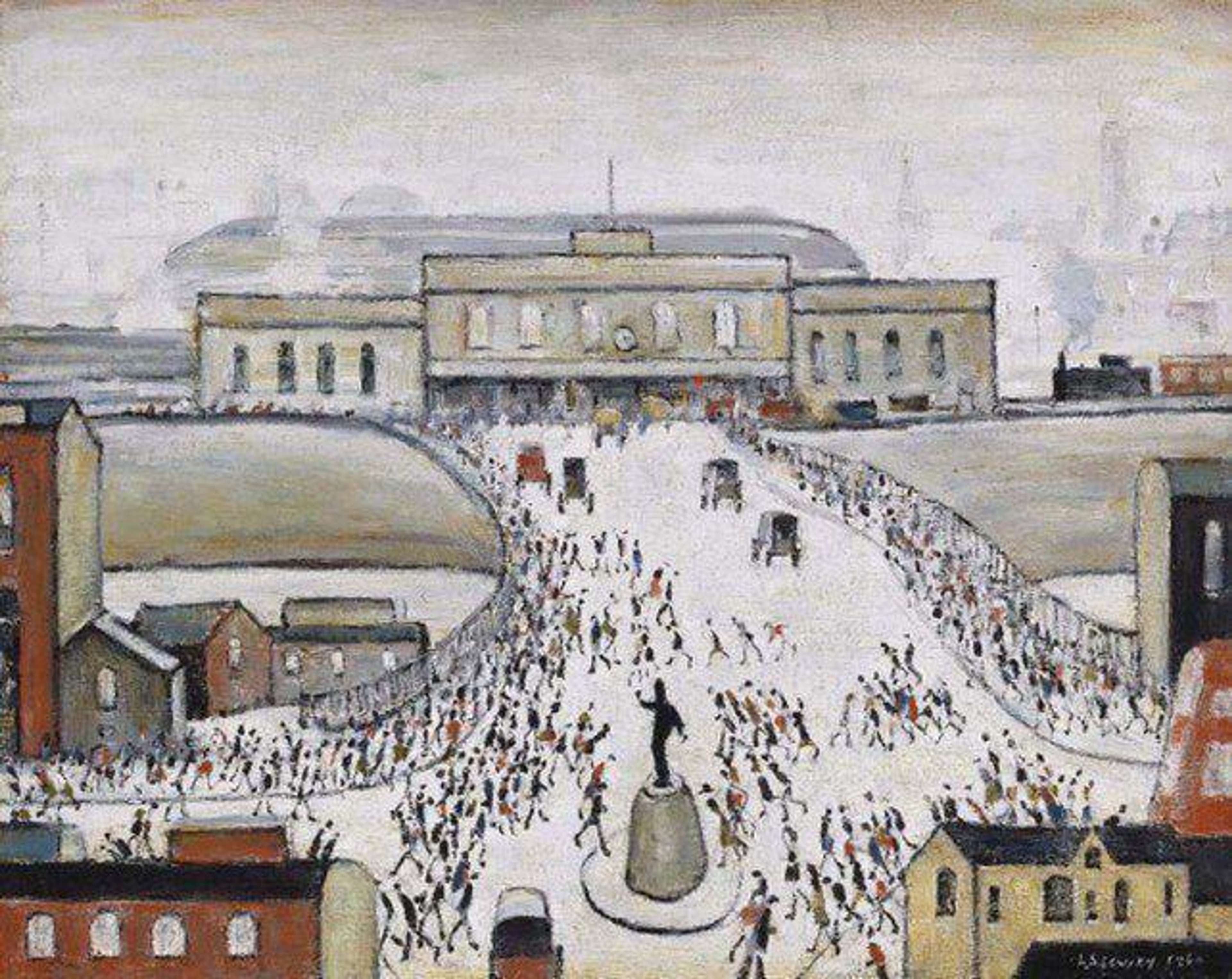 Station Approach - Signed Print by L. S. Lowry 1972 - MyArtBroker