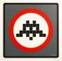 Invader: Warning Invader (grey) - Signed Print