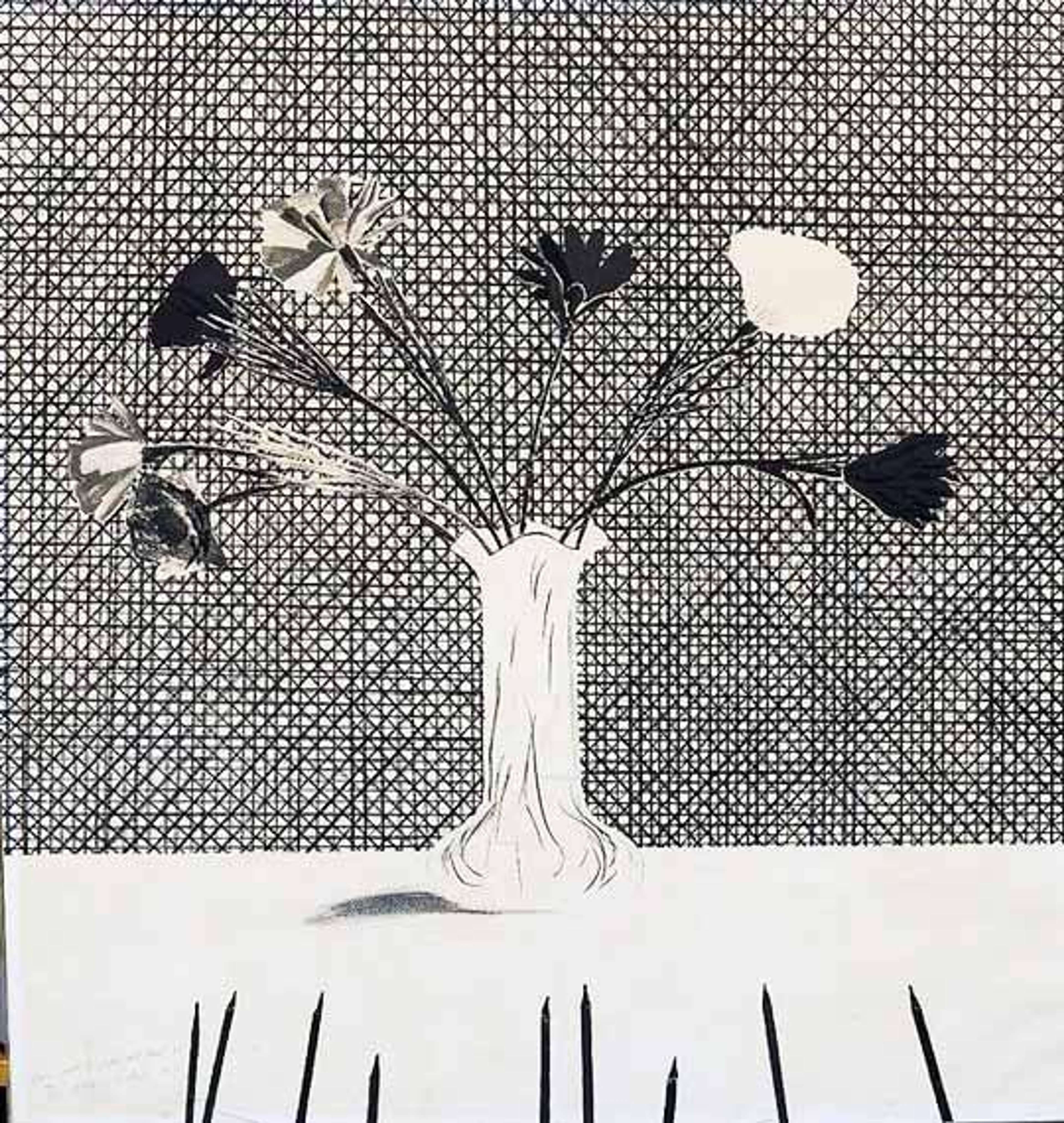 Flowers Made Of Paper And Black Ink - Signed Print by David Hockney 1971 - MyArtBroker