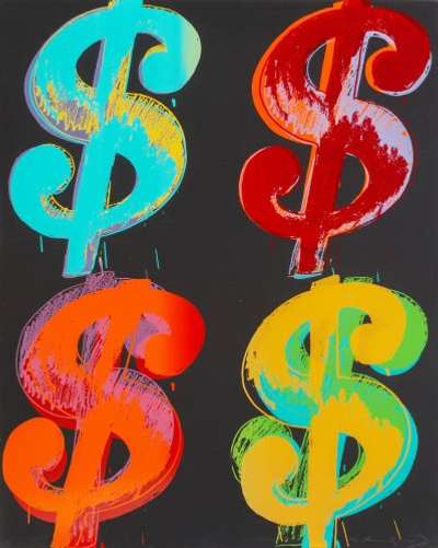 Dollar Sign Quad (black) - Signed Print by Andy Warhol 1982 - MyArtBroker
