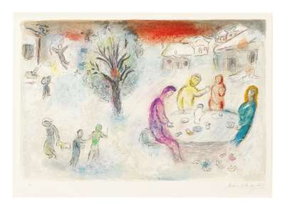 The Meal At Dryas House - Signed Print by Marc Chagall 1961 - MyArtBroker