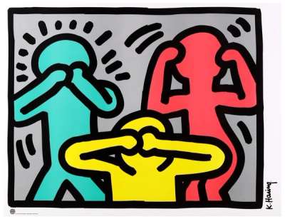 See No Evil Hear No Evil Speak No Evil - Signed Print by Keith Haring 1989 - MyArtBroker