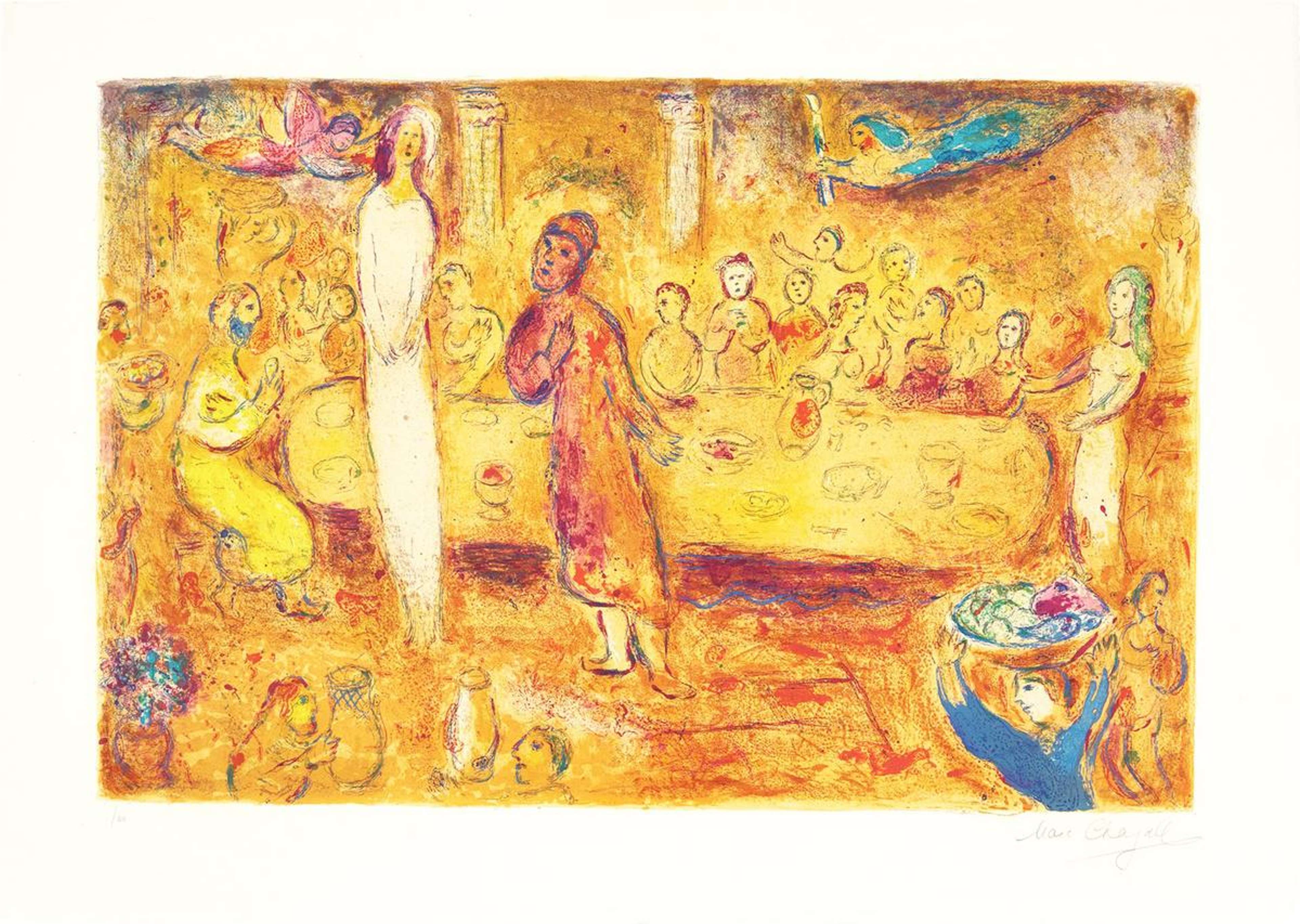 Mégaclès Reconnait Sa Fille Pendant Le Festin - Signed Print by Marc Chagall 1887 - MyArtBroker