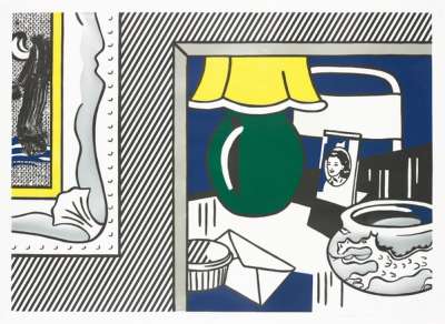 Two Paintings: Green Lamp - Signed Mixed Media by Roy Lichtenstein 1984 - MyArtBroker