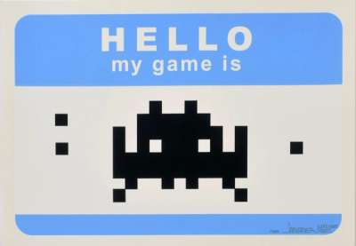 Hello My Game Is (blue) - Signed Print by Invader 2009 - MyArtBroker