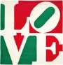 Robert Indiana: Classic Love (white, green and red) - Wool