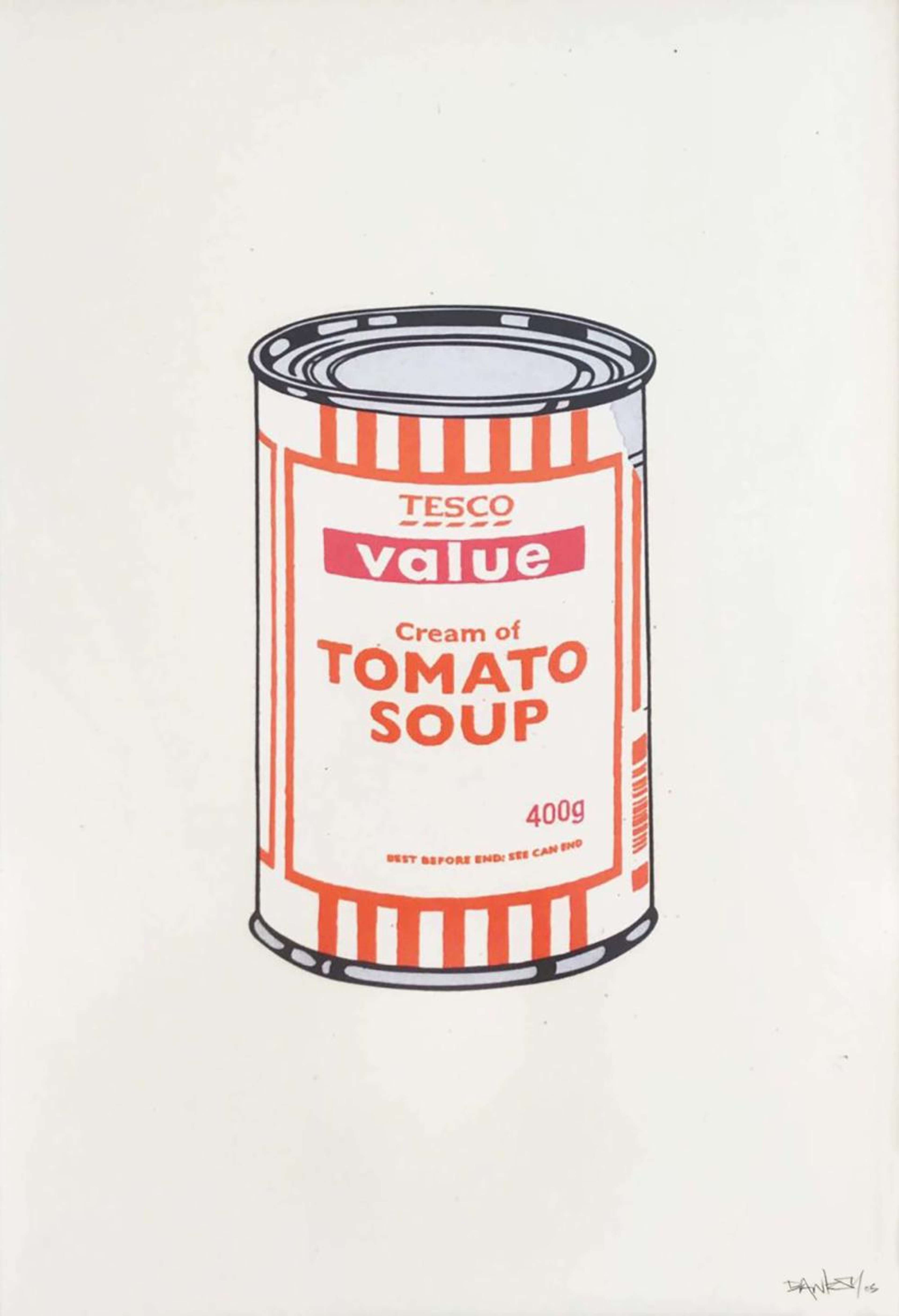 Soup Can (white, orange and raspberry) - Signed Print by Banksy 2005 - MyArtBroker