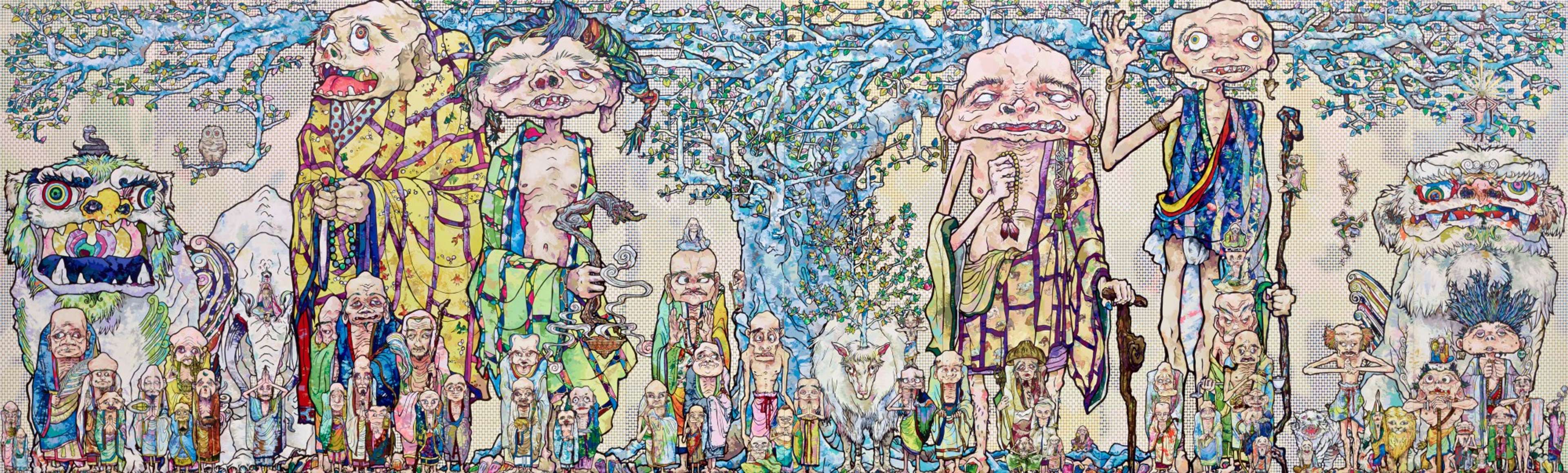 69 Arhats Beneath the Bodhi Tree by Takashi Murakami