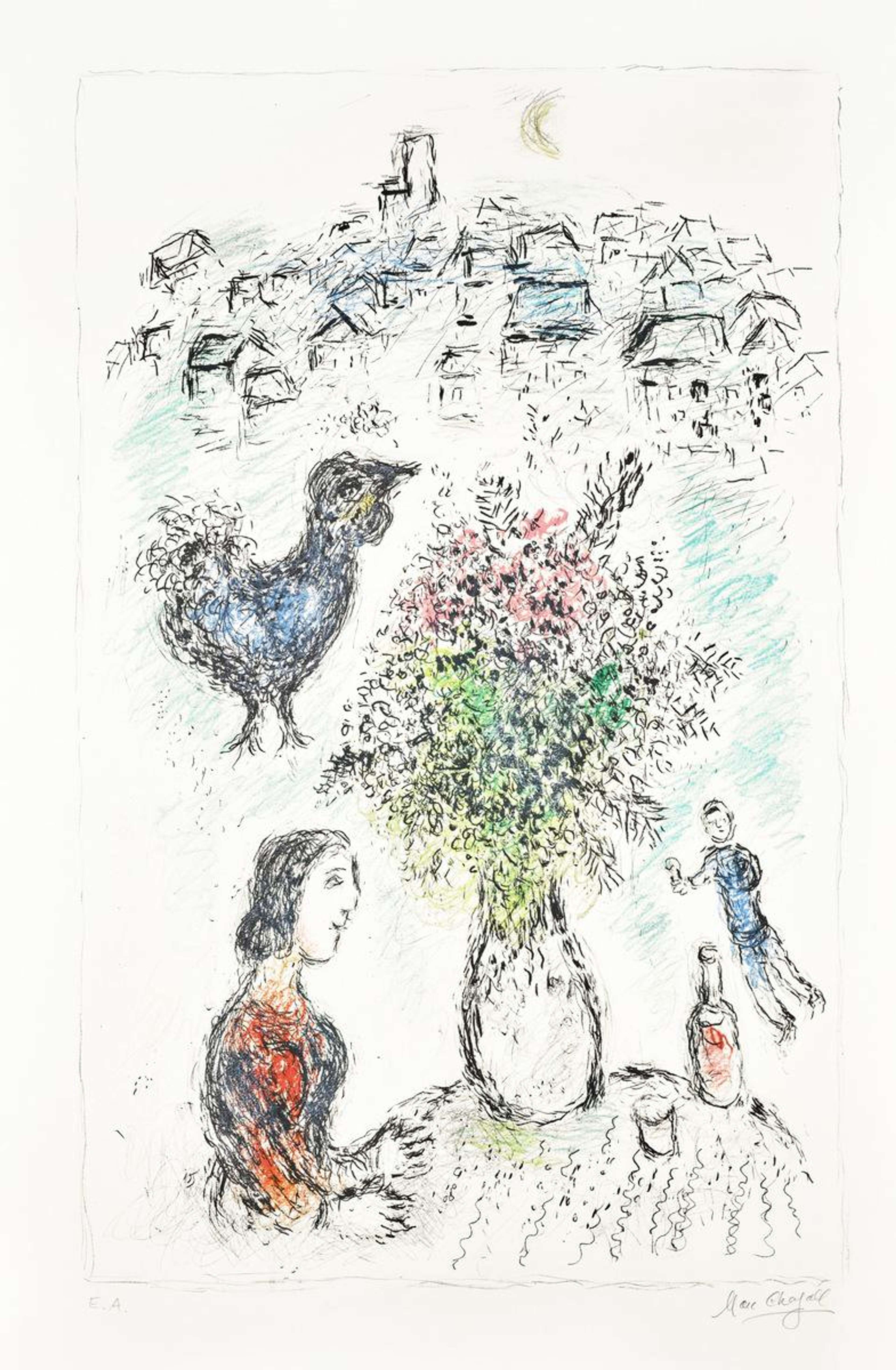 Le Bouquet Rose - Signed Print by Marc Chagall 1980 - MyArtBroker